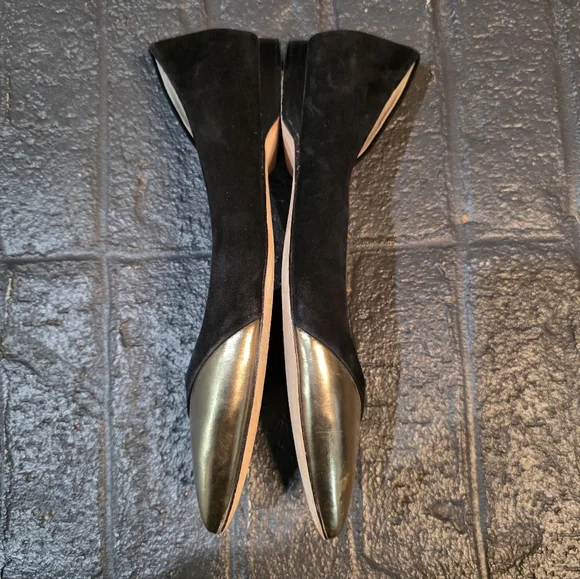 Cole Haan Grand.OS Gold Cap Toe D'Orsay Flats, Size 9 - Picture 7 of 9